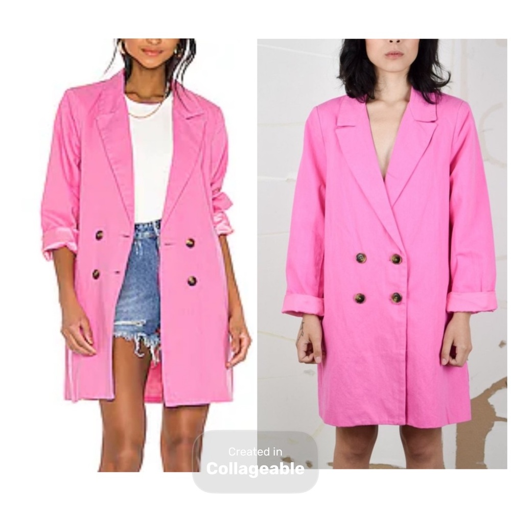 ROLLA'S Women’s Helene Vibrant Pink Double-Breasted Blazer Sz 12